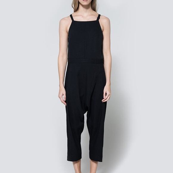 Rachel Comey NWOT Black Alcott Square Neckline Drop Crotch Casual Twill Jumpsuit - Picture 2 of 13